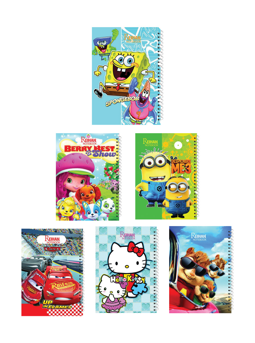 فروش عمده دفتر فانتزی کارتونی سیمی (50 برگ)