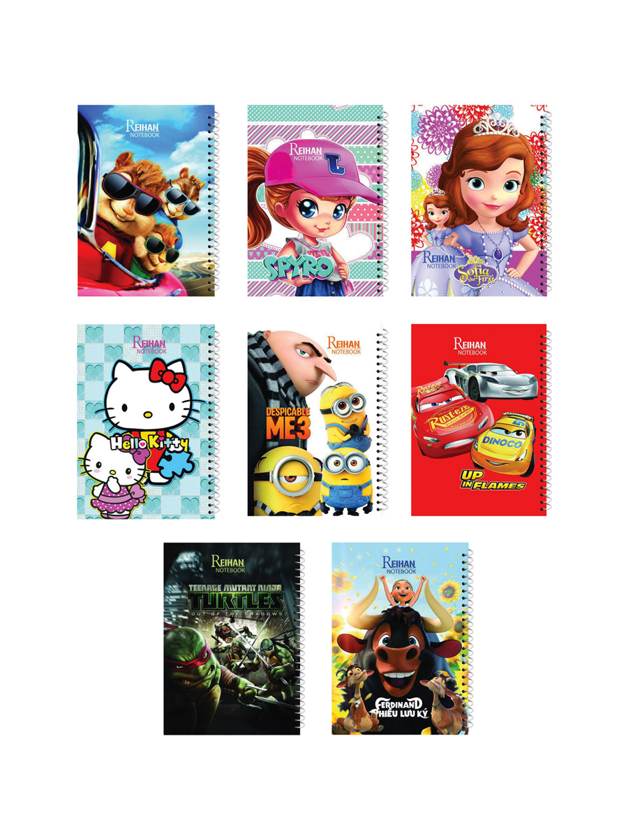 دفتر مشق کارتونی فنری (80 برگ)