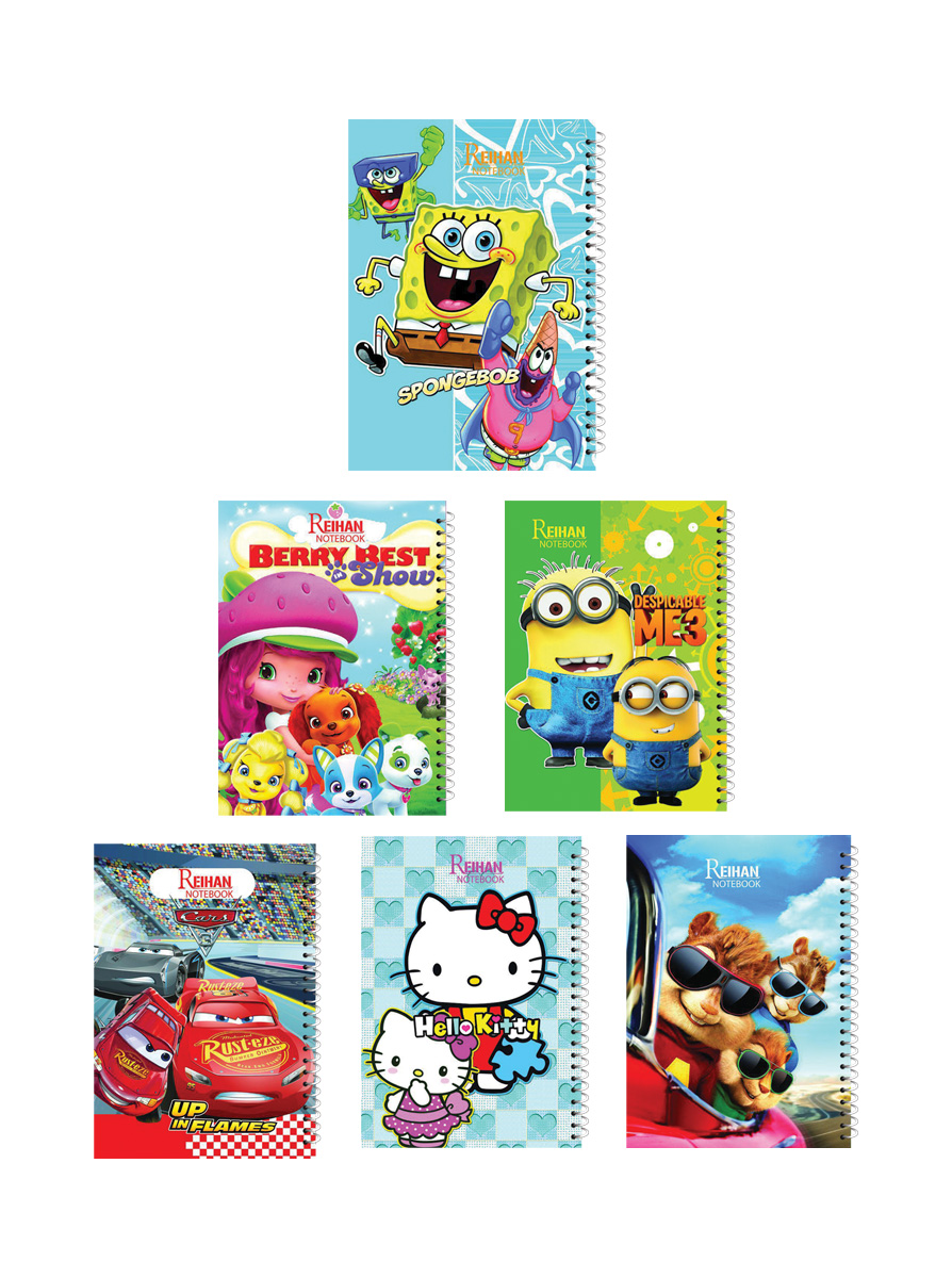 دفتر مشق فانتزی کارتونی فنری (50 برگ)