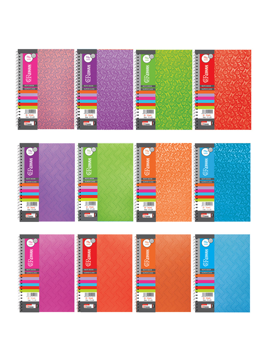 عمده فروشی دفتر دو خط انگلیسی جلد طلقی سیمی (50 برگ)