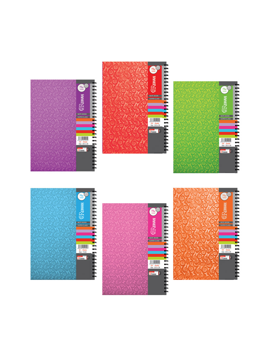 دفتر رحلی 100 برگ جلد طلقی رنگی – فنردوبل