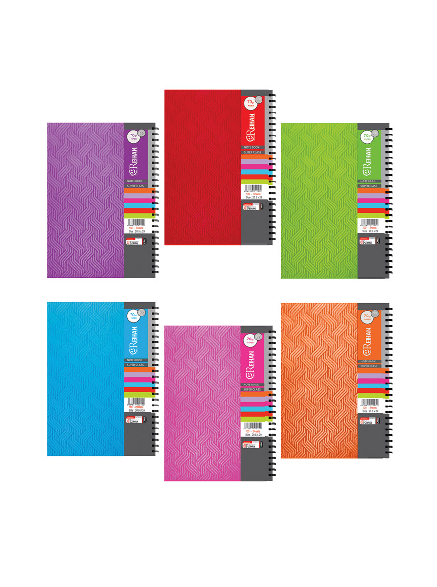 دفتر رحلی 100 برگ جلد طلقی رنگی – فنردوبل