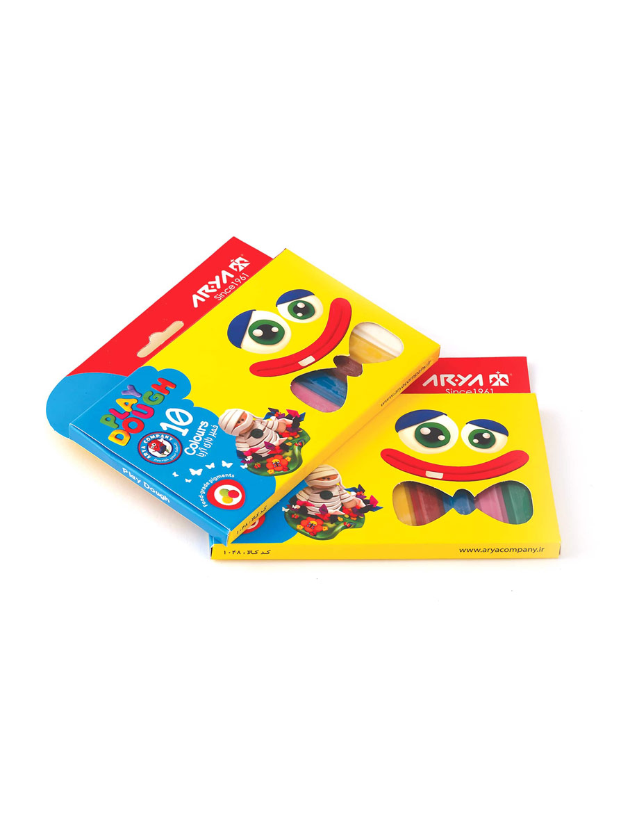 خمیر بازی 10 رنگ مقوایی آریا