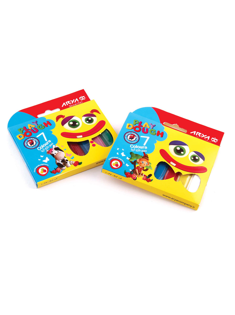 خمیر بازی 7 رنگ مقوایی آریا